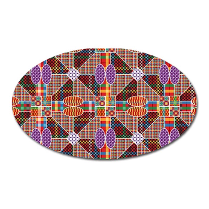 Decorated Colorful Bright Pattern Oval Magnet