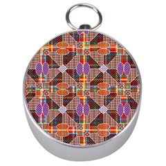 Decorated Colorful Bright Pattern Silver Compasses by Pakrebo