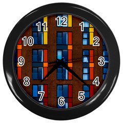 Architecture Color Colour Windows Wall Clock (black) by Pakrebo