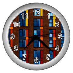 Architecture Color Colour Windows Wall Clock (silver) by Pakrebo