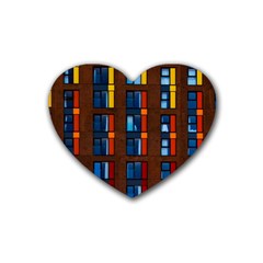 Architecture Color Colour Windows Rubber Coaster (heart)  by Pakrebo