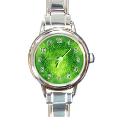 Pagan Mandala Seamless Tileable Green Round Italian Charm Watch by Pakrebo