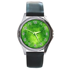 Pagan Mandala Seamless Tileable Green Round Metal Watch by Pakrebo