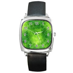 Pagan Mandala Seamless Tileable Green Square Metal Watch by Pakrebo