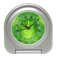 Pagan Mandala Seamless Tileable Green Travel Alarm Clock by Pakrebo