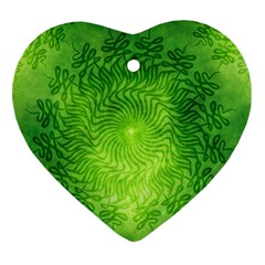 Pagan Mandala Seamless Tileable Green Heart Ornament (two Sides) by Pakrebo