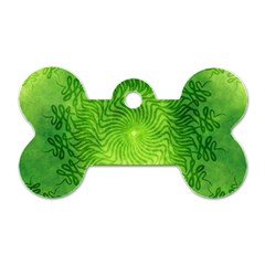 Pagan Mandala Seamless Tileable Green Dog Tag Bone (one Side) by Pakrebo