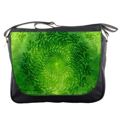 Pagan Mandala Seamless Tileable Green Messenger Bag by Pakrebo