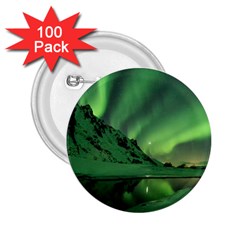 Snow Winter White Cold Weather Green Aurora 2 25  Buttons (100 Pack)  by Pakrebo