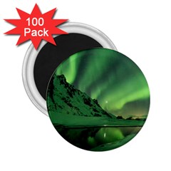 Snow Winter White Cold Weather Green Aurora 2 25  Magnets (100 Pack)  by Pakrebo