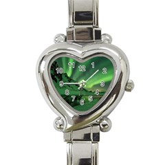 Snow Winter White Cold Weather Green Aurora Heart Italian Charm Watch by Pakrebo