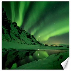 Snow Winter White Cold Weather Green Aurora Canvas 12  X 12  by Pakrebo