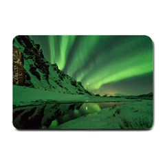 Snow Winter White Cold Weather Green Aurora Small Doormat  by Pakrebo