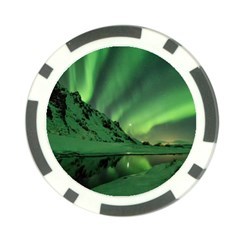 Snow Winter White Cold Weather Green Aurora Poker Chip Card Guard (10 Pack) by Pakrebo