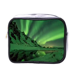 Snow Winter White Cold Weather Green Aurora Mini Toiletries Bag (one Side) by Pakrebo