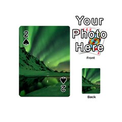 Snow Winter White Cold Weather Green Aurora Playing Cards 54 Designs (mini) by Pakrebo