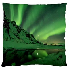 Snow Winter White Cold Weather Green Aurora Large Cushion Case (one Side) by Pakrebo