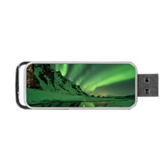 Snow Winter White Cold Weather Green Aurora Portable Usb Flash (one Side) by Pakrebo