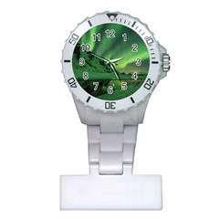 Snow Winter White Cold Weather Green Aurora Plastic Nurses Watch by Pakrebo