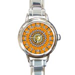 Fractal Kaleidoscope Mandala Round Italian Charm Watch Front