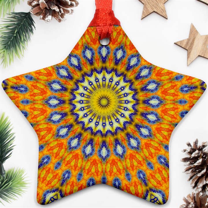 Fractal Kaleidoscope Mandala Star Ornament (Two Sides)