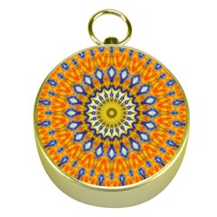 Fractal Kaleidoscope Mandala Gold Compasses by Pakrebo