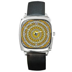 Fractal Kaleidoscope Mandala Square Metal Watch by Pakrebo