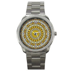 Fractal Kaleidoscope Mandala Sport Metal Watch by Pakrebo