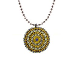 Fractal Kaleidoscope Mandala 1  Button Necklace by Pakrebo