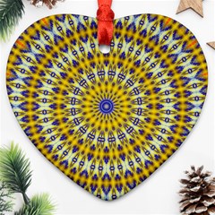 Fractal Kaleidoscope Mandala Heart Ornament (two Sides) by Pakrebo