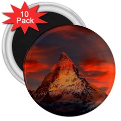 Switzerland Zermatt Mountains Snow 3  Magnets (10 Pack)  by Pakrebo