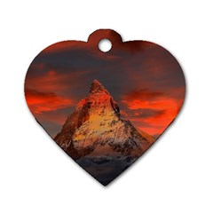 Switzerland Zermatt Mountains Snow Dog Tag Heart (one Side) by Pakrebo