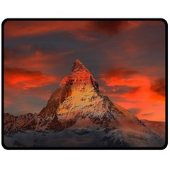 Switzerland Zermatt Mountains Snow Fleece Blanket (medium)  by Pakrebo