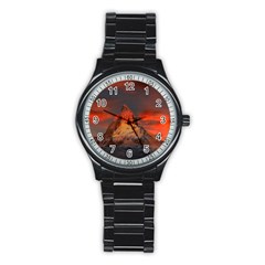 Switzerland Zermatt Mountains Snow Stainless Steel Round Watch by Pakrebo