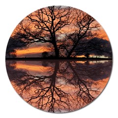 Aurora Sunset Sun Landscape Magnet 5  (round) by Pakrebo