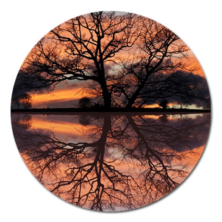 Aurora Sunset Sun Landscape Magnet 5  (Round)