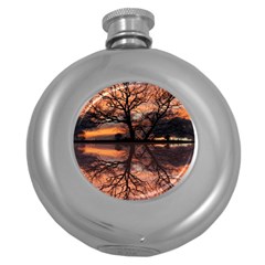 Aurora Sunset Sun Landscape Round Hip Flask (5 Oz) by Pakrebo