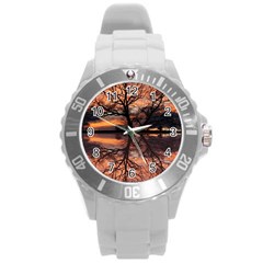 Aurora Sunset Sun Landscape Round Plastic Sport Watch (l) by Pakrebo