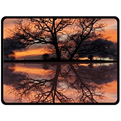 Aurora Sunset Sun Landscape Double Sided Fleece Blanket (large)  by Pakrebo