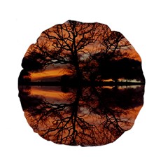 Aurora Sunset Sun Landscape Standard 15  Premium Flano Round Cushions by Pakrebo