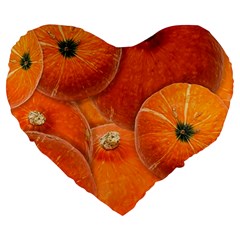 Pumpkin Halloween Fall Thanksgiving Large 19  Premium Flano Heart Shape Cushions by Pakrebo