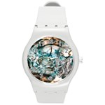 Water Forest Reflections Reflection Round Plastic Sport Watch (M) Front