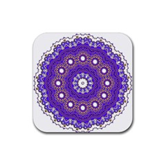 Mandala Abstract Design Pattern Blue Rubber Coaster (Square) 