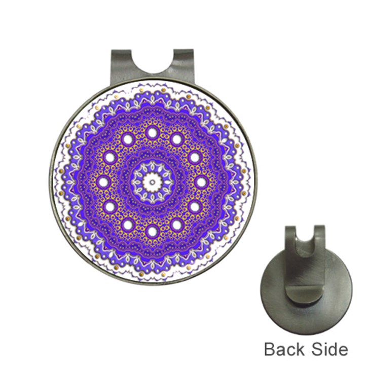 Mandala Abstract Design Pattern Blue Hat Clips with Golf Markers