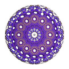 Mandala Abstract Design Pattern Blue Round Filigree Ornament (Two Sides)