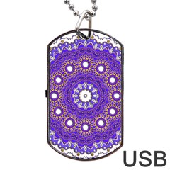 Mandala Abstract Design Pattern Blue Dog Tag USB Flash (Two Sides)