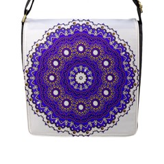 Mandala Abstract Design Pattern Blue Flap Closure Messenger Bag (L)