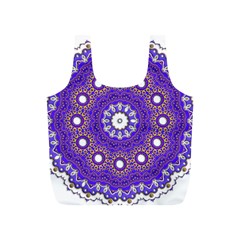 Mandala Abstract Design Pattern Blue Full Print Recycle Bag (S)