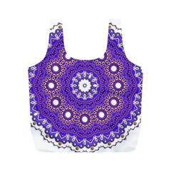 Mandala Abstract Design Pattern Blue Full Print Recycle Bag (M)