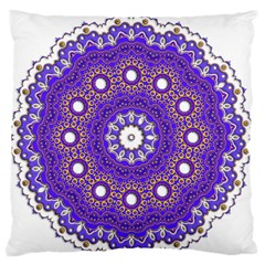 Mandala Abstract Design Pattern Blue Large Flano Cushion Case (Two Sides)